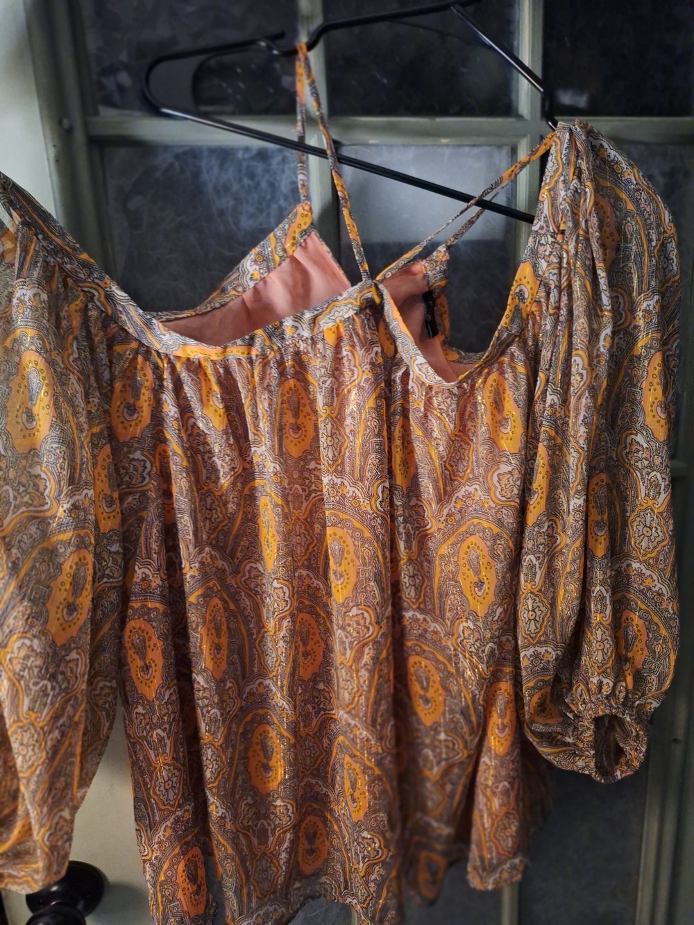 Cold-Shoulder Paisley Print Women's Top in
